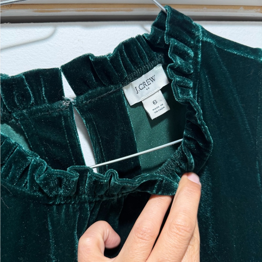J. Crew Dress in Rich Green Velvet - Picture 2 of 3